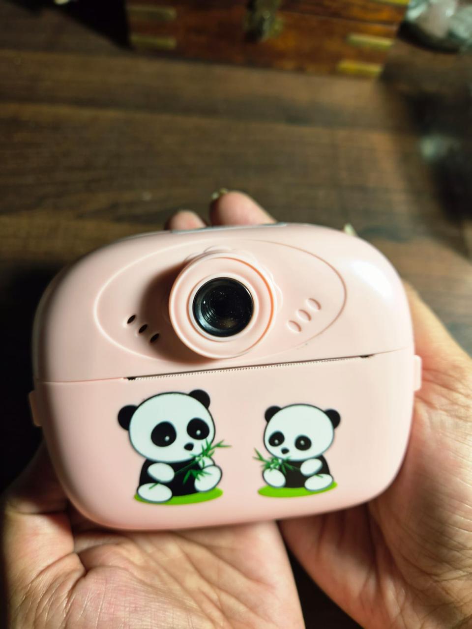 Kids Panda Instant Print Camera – top view with lens