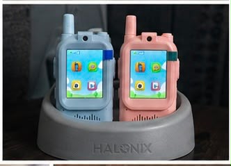 Kids walkie talkie pair on charging dock - Halonix